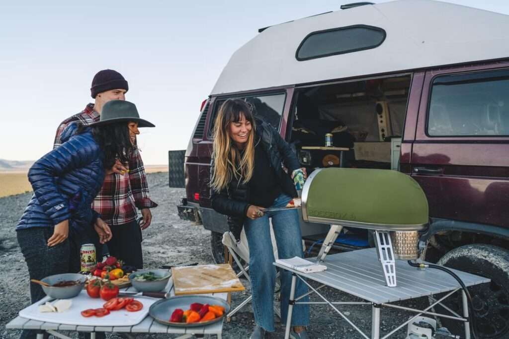 Gozney Roccbox Outdoor Pizza Oven In Use, Camping