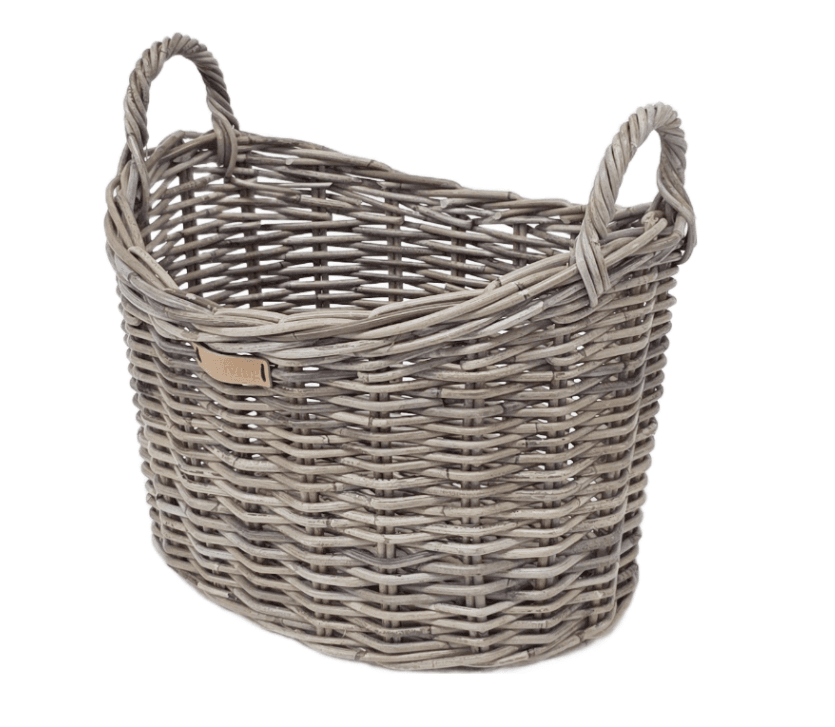 Oval scoop top log basket
