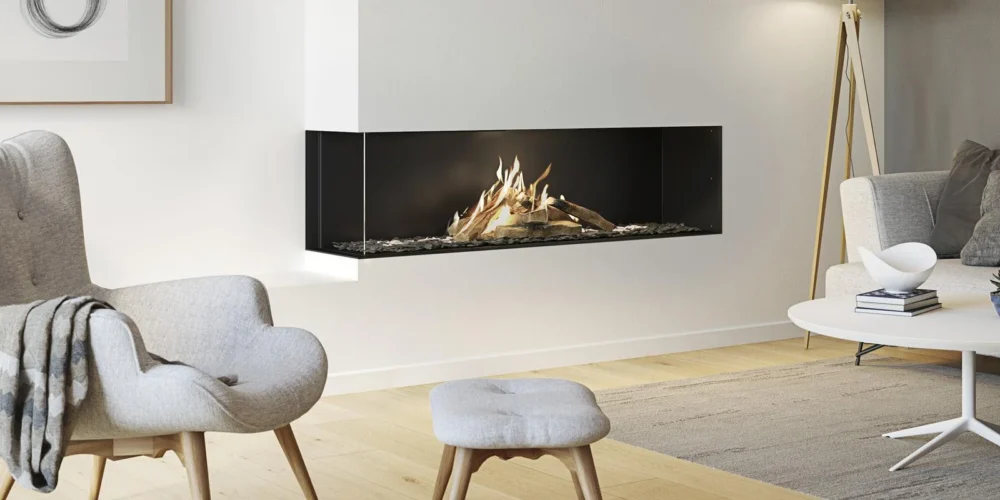RAIS 160 corner gas fired stove lit